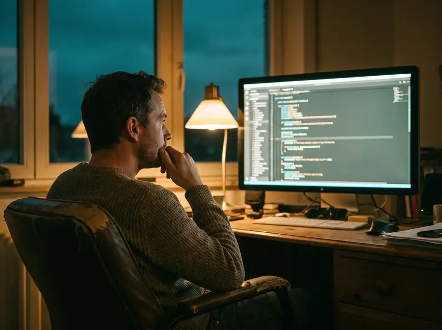 Someone still thinking about work late in the evening